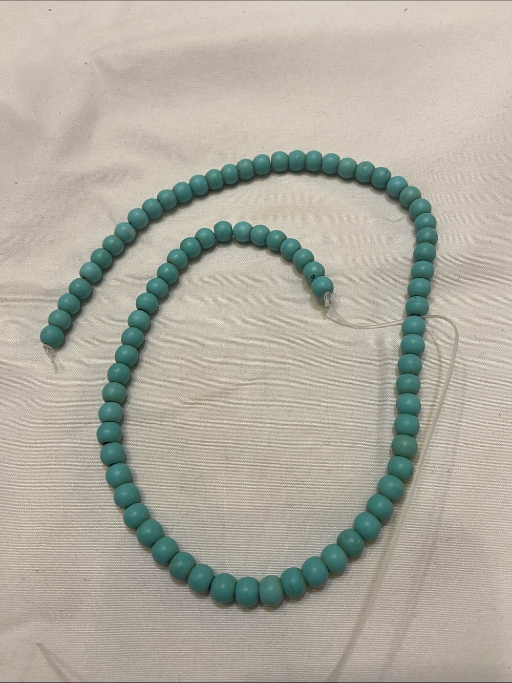 16” Natural Turquoise Round Beaded Strand 6mm
